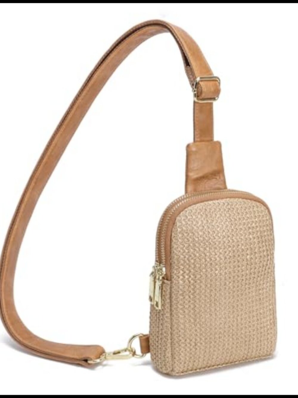 Faux Straw Woven Crossbody Sling Bag Lightweight Travel Purse